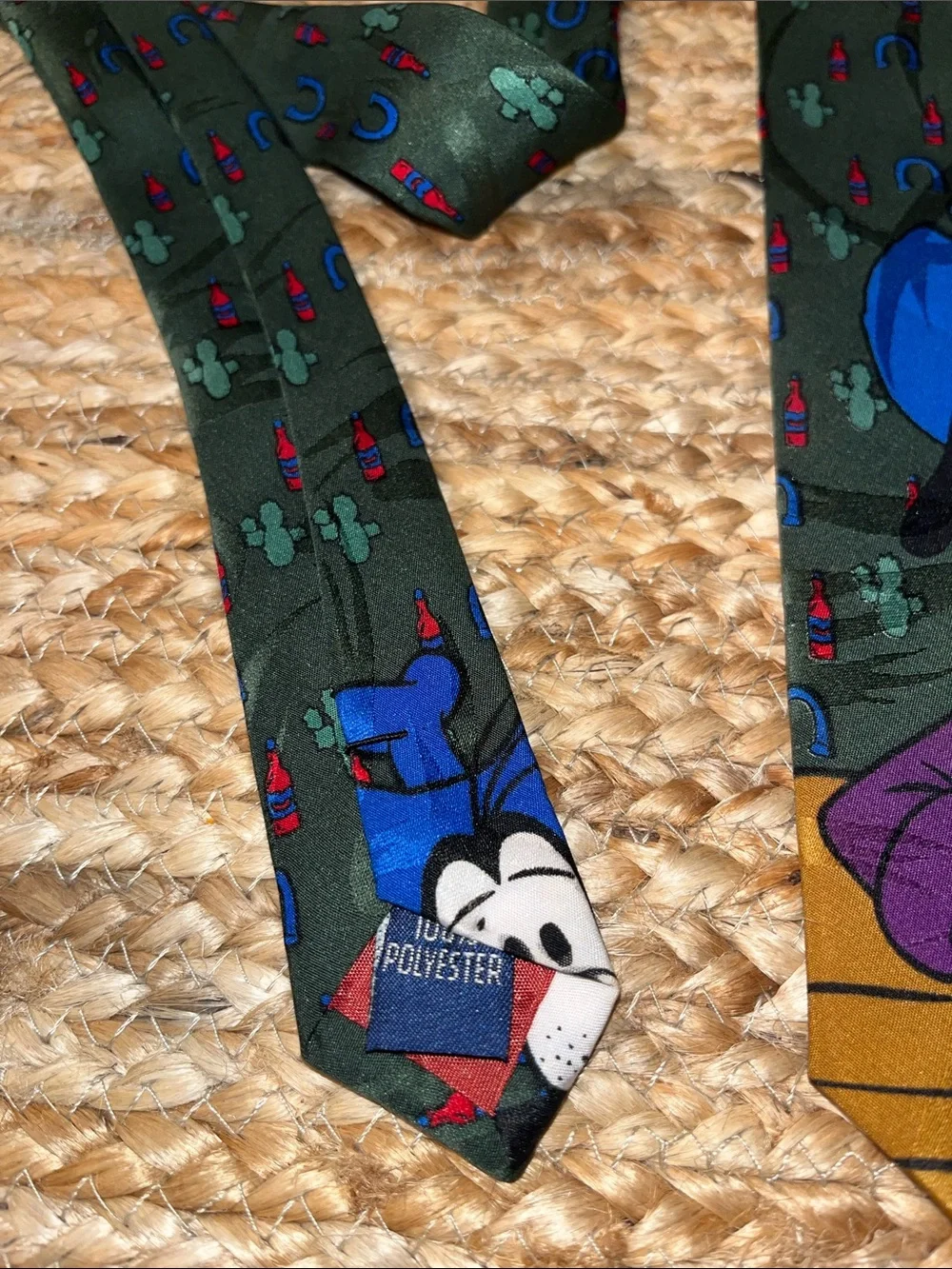 Vintage Disney Cowboy  Goofy Novelty Tie in Green, Blue, Purple